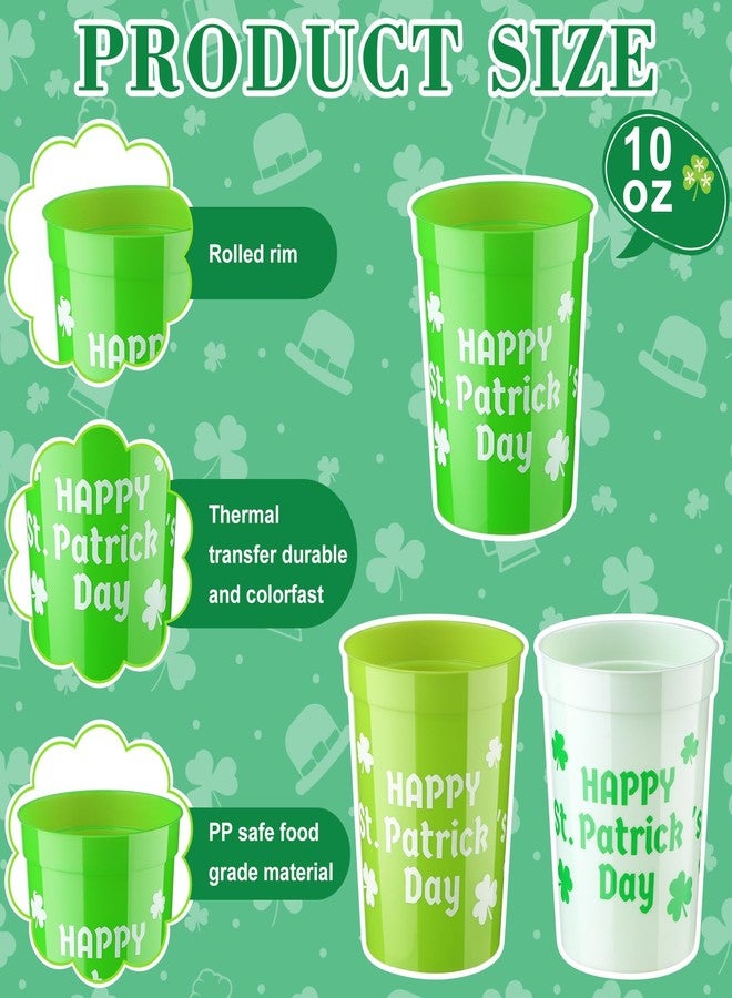 ماكس تشيك مجموعة ماكس تشيك من 120 كوبًا لحفلات عيد القديس باتريك، أكواب بلاستيكية للاستخدام مرة واحدة سعة 10 أونصات بتصميم نفل محظوظ ونبات البرسيم الأيرلندي، مثالية للأطفال والكبار، لتزيين حفلات المشروبات. - Image 2